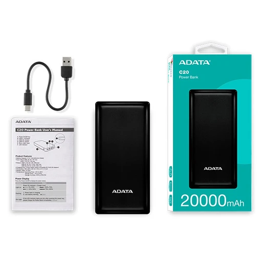پاوربانک 20000 ای دیتا مدل Adata C20 PB 20000mAh با گارانتی 18 ماهه شرکتی